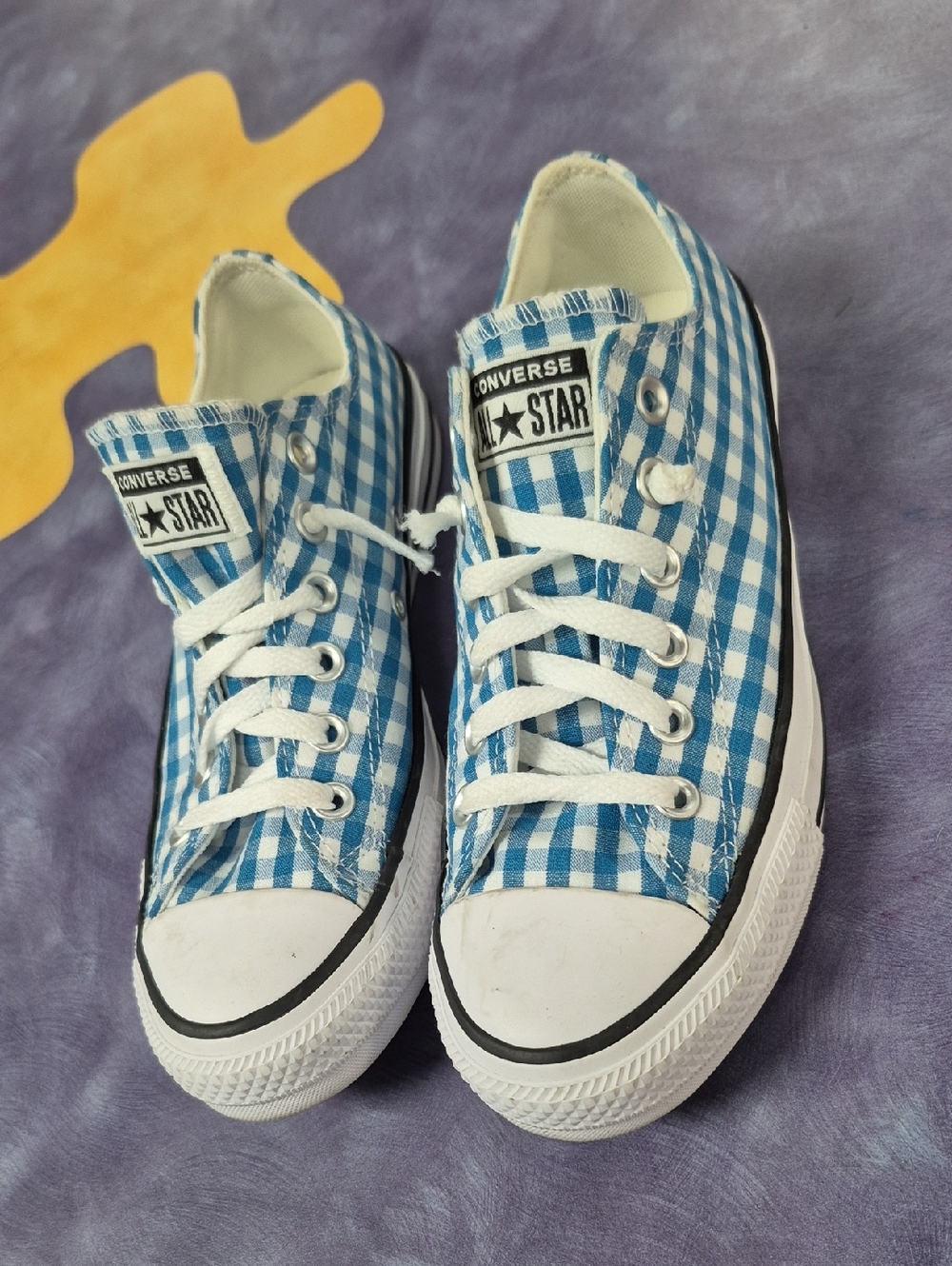 Converse Women Blue Gingham Low Top Sneakers